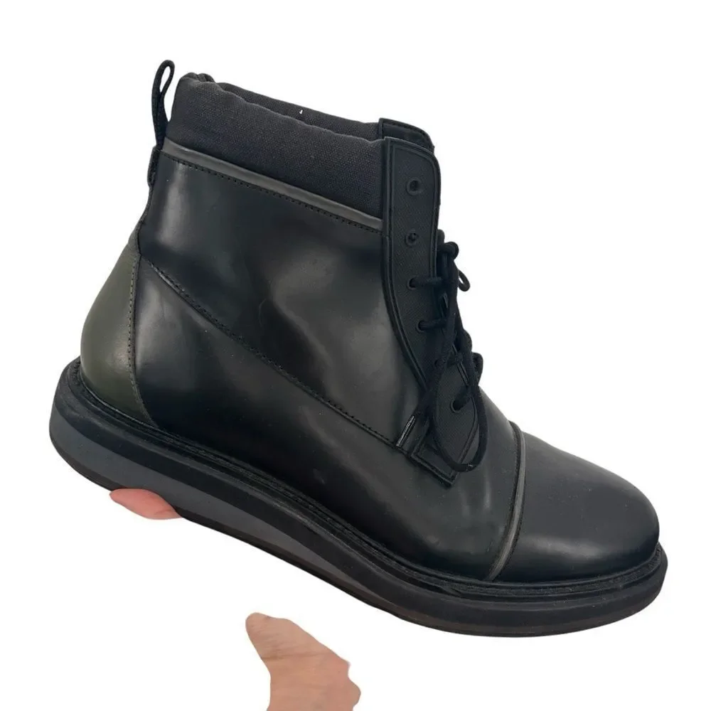 Vintage Foundry Men's Black with Olive Leather Boots size 10